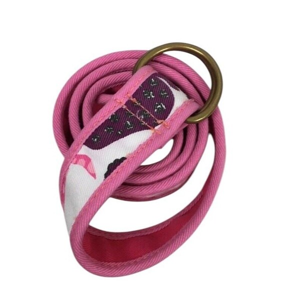 None Accessories - Hot Pink Belt Womens Large Barbie Core Preppy Double D Ring Summer Fruit Canvas